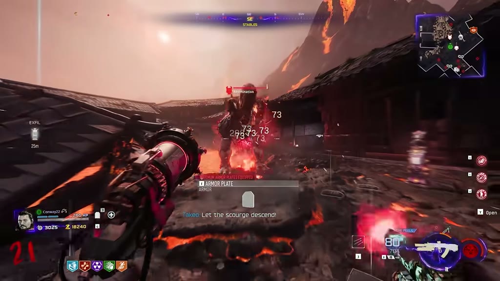 Abomination mini-boss with nameplate in the stables lava field
