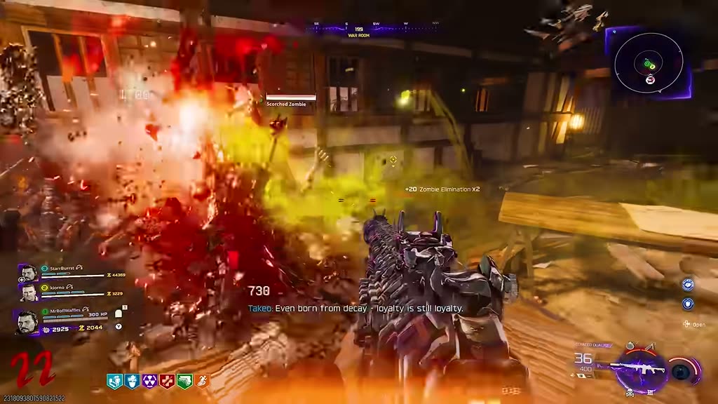 Fighting off zombies during the bowl defense