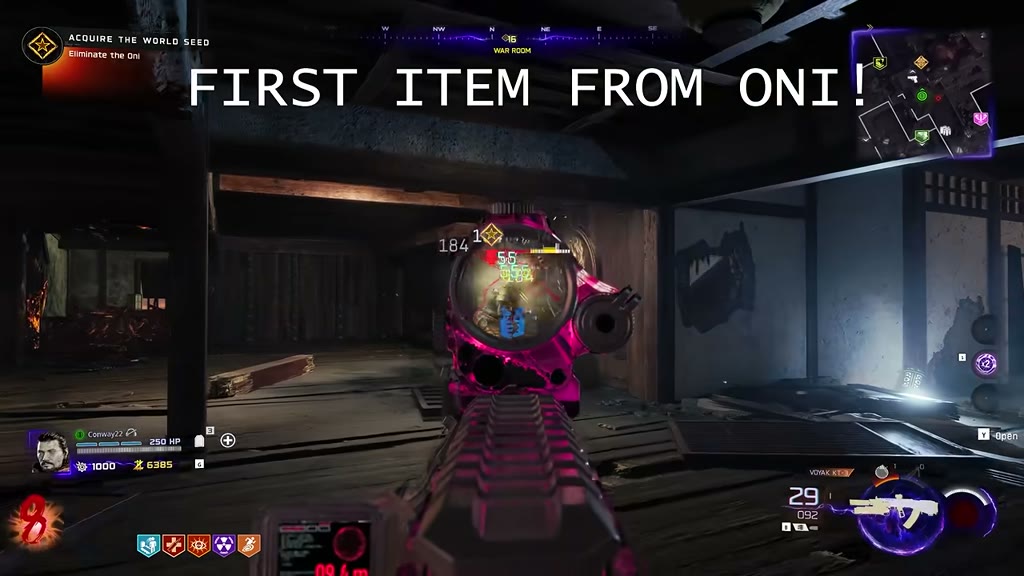 Aiming at the Oni in the war room, Eliminate the Oni objective on screen