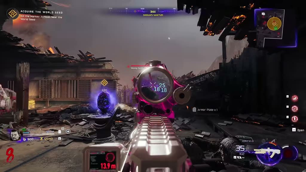 The purple World Seed egg with marked zombies nearby